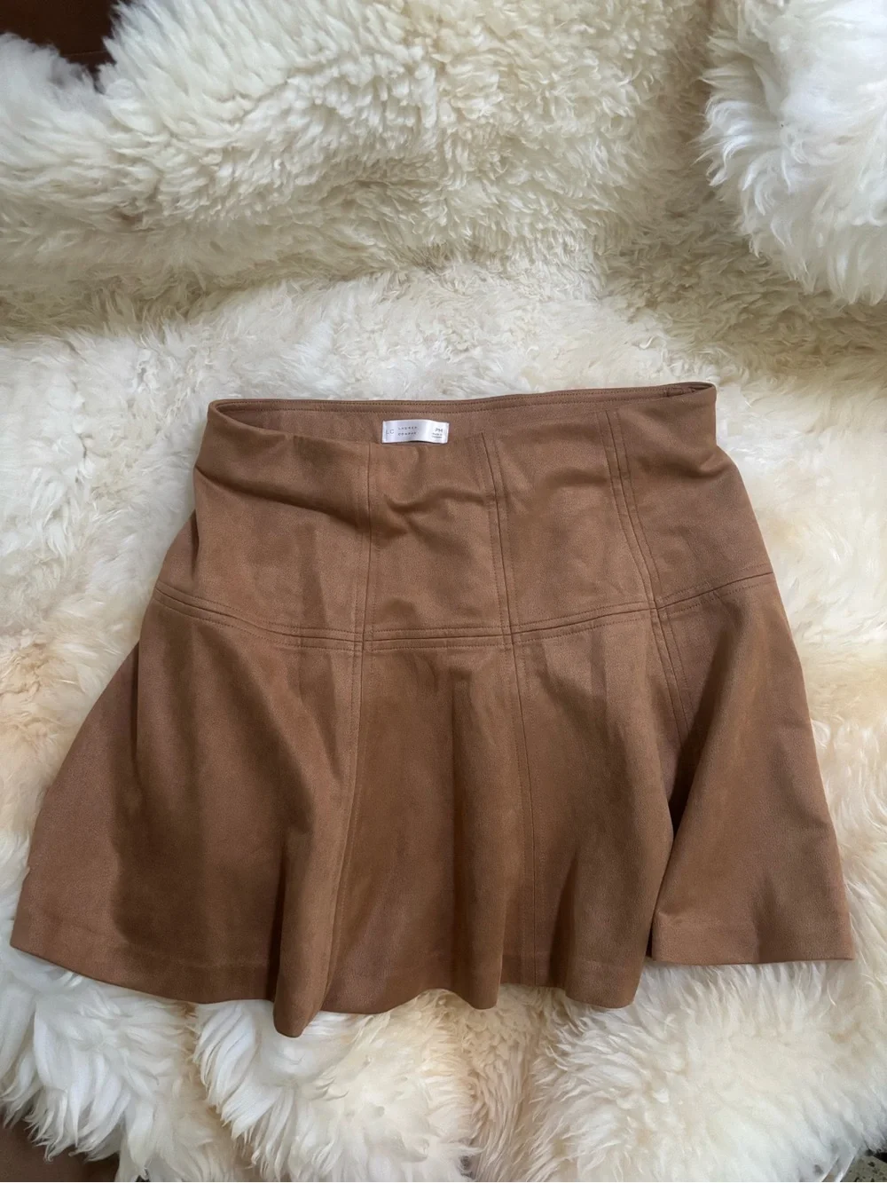 LC Lauren Conrad Tan Suede Flared Mini Skirt